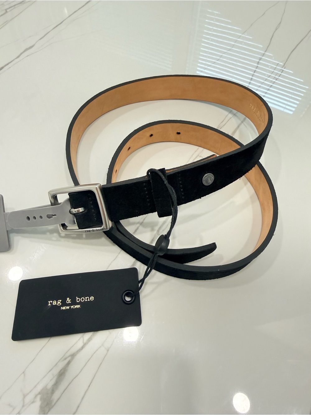 rag & bone Black Suede Leather Belt NWT